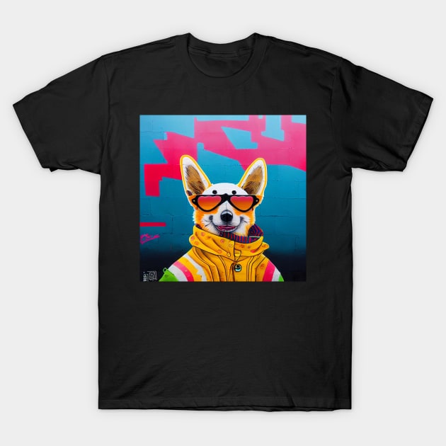 Funny Hip-hopper Corgi T-Shirt by Studiowatermars